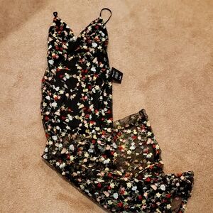 Floral Embroidered Black Dress
